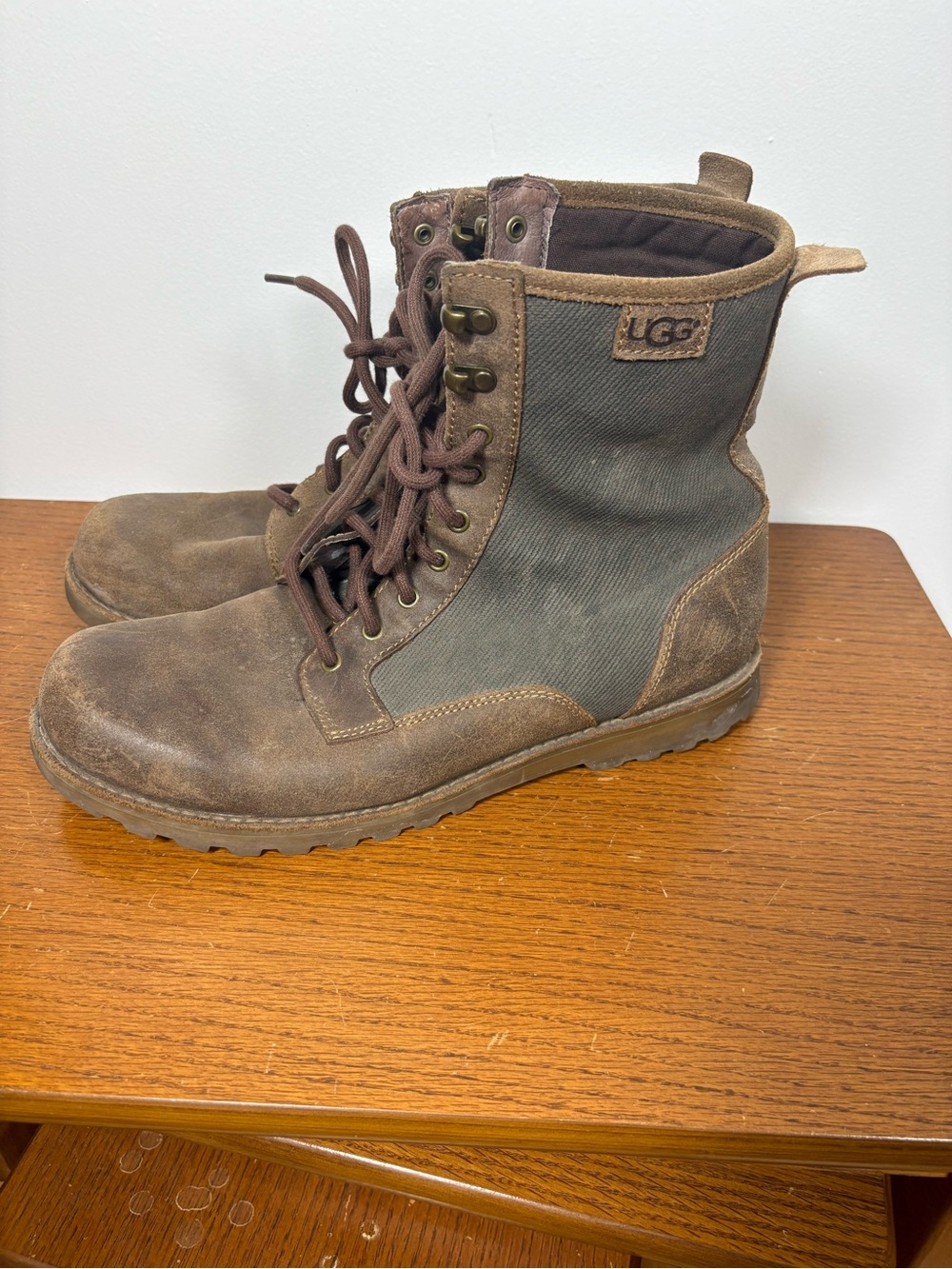 UGG Men's Brown Canvas & Suede Lace-Up Boots